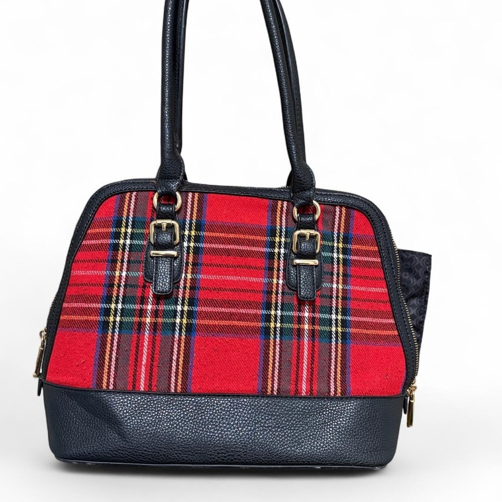 Charming Charlie retro red, green, and black tartan plaid shoulder bag